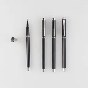Promotional Black Slim Metal Hotel Gel Pen With Custom Laser Logo Advertising for Office Stationery