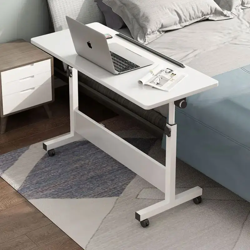 Simple Folding Laptop Height Adjustable Movable Computer Table Desk With Wheels for Bedside Hospital Sofa Side Laptop Table