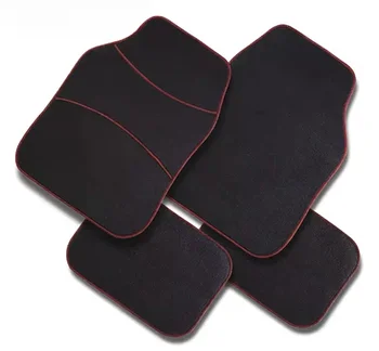 Universal Fit Carpet Car Mats 4pcs Carpet Car Mats Implanted With Red Lines