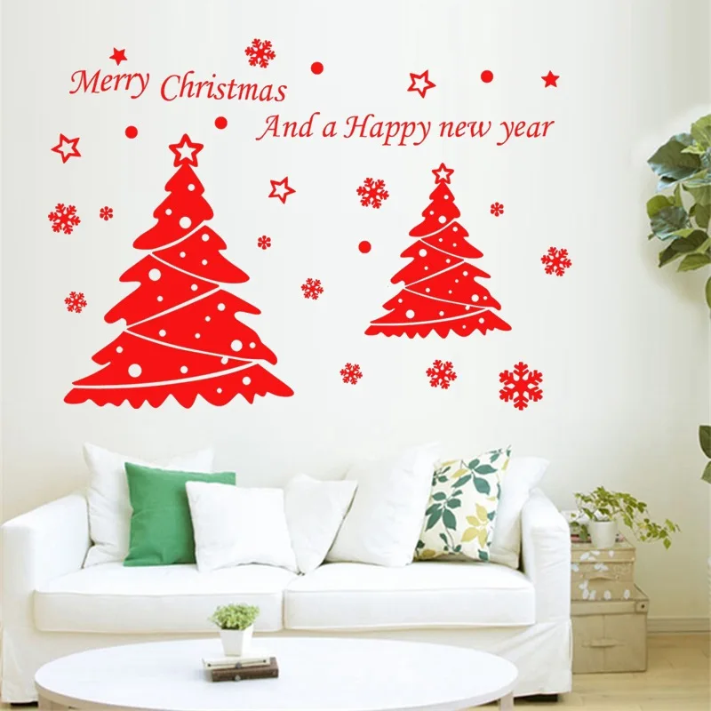幸せな新年の木の贈り物赤い壁のステッカー子供部屋ガラス窓家の装飾メリークリスマスの壁のステッカービニールの壁紙 Buy クリスマス壁ステッカー ステッカー フェスティバルステッカー Product On Alibaba Com