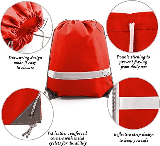 Drawstring Backpack Sports Gym Bag For Women Men Large Size With Two