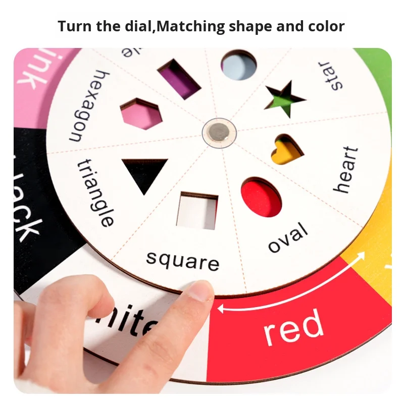 Kinder Frühförderungsspielzeug Farb- und Formenrad kognitives interaktives Spiel Montessori-hölzernes Drehteller-Spiel für Kinder