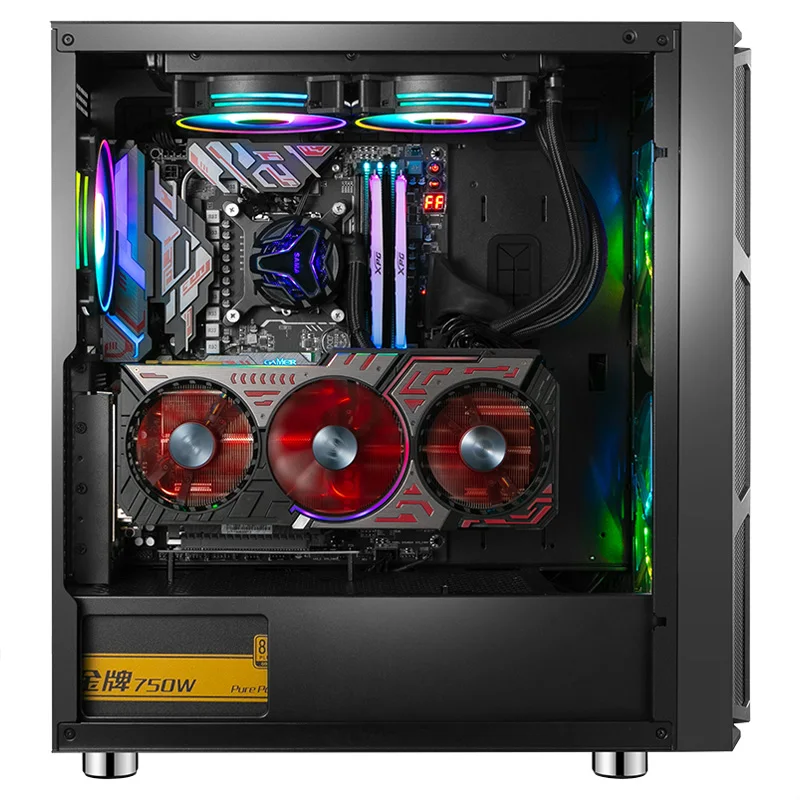 SAMA W03 Most Popular Gaming Casing Desktop EATX Game Case with 20cm ATX Full Tower Tempered Glass on Left ARGB Fan on the Front