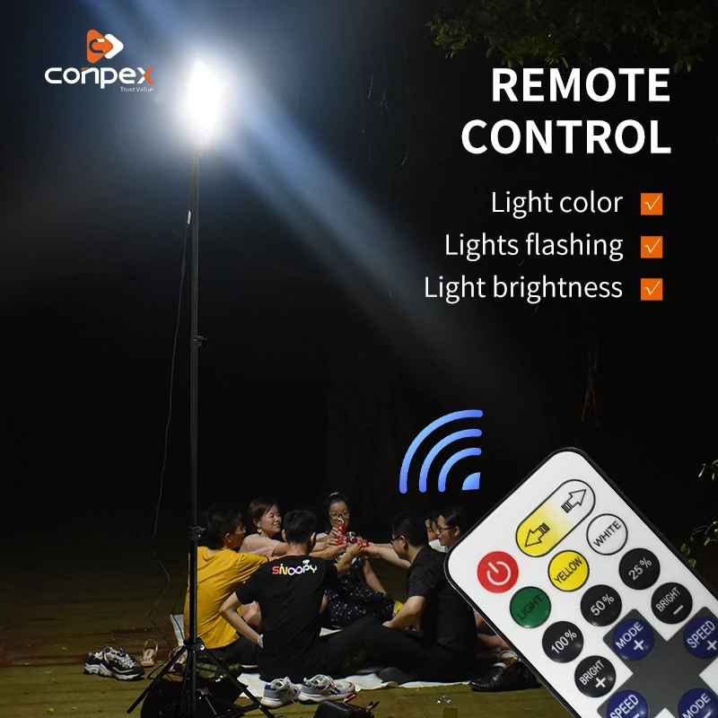Conpex Remote Control Tent Lamp Telescopic Tripod Stand Night Market Dual Color LED Outdoor Camping Light