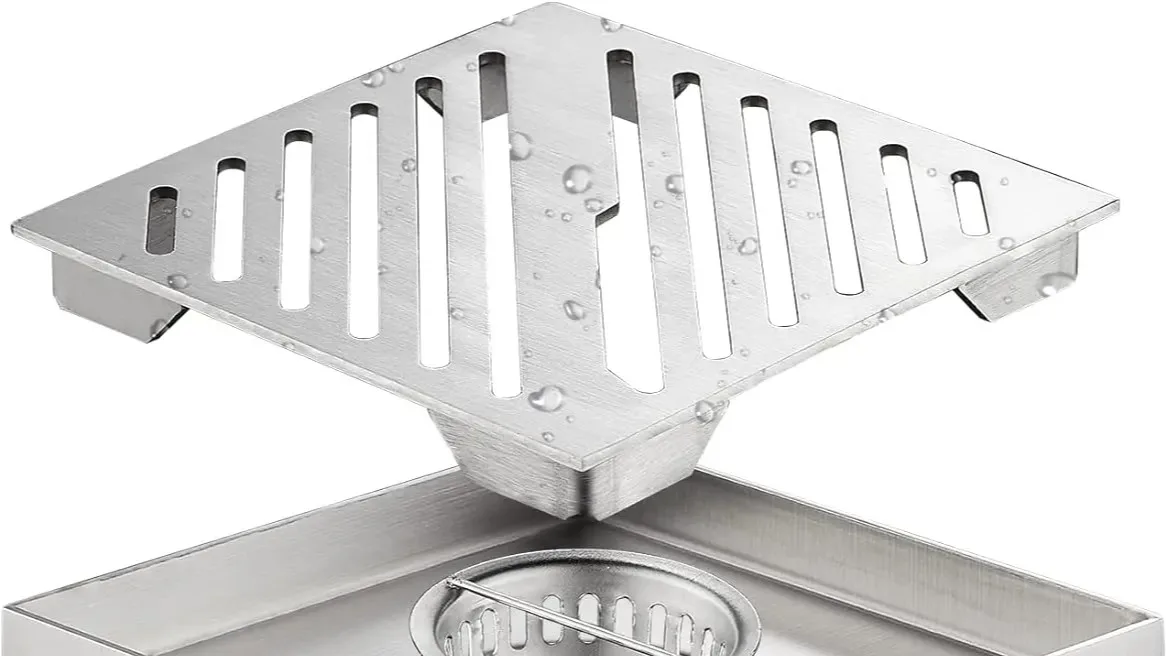 Square Floor Drain With Flange Polished Chrome Shower Drain Cover