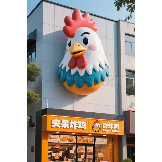 Outdoor Wall Sculptures, Fried Chicken Store Fried Chicken Sculptures, Decorative Pieces for Display