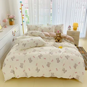 Hotel Quality Factory Supply Lucky Bear 100% Polyester Duvet Cover 4 Pieces Bed Sheet Set Comforter Bedding Set