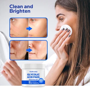 100% Organic Glycolic Acid & Salicylic Acid Cotton Pads AHA BHA Peel Pads for Face Exfoliating Acne & Pores Treatment