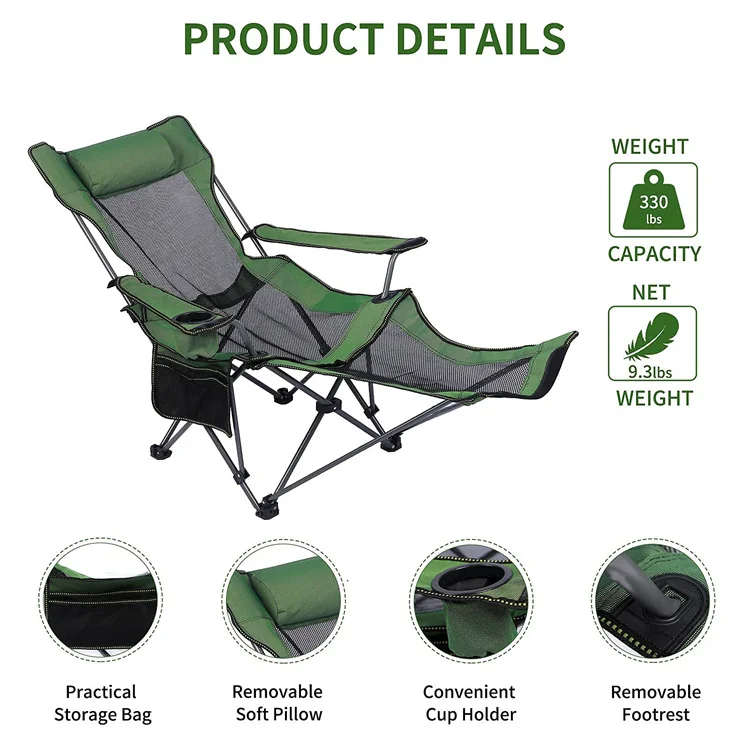 Outdoor Compact Aluminum Luxury Lounge Chaise Folding Camping Recliner