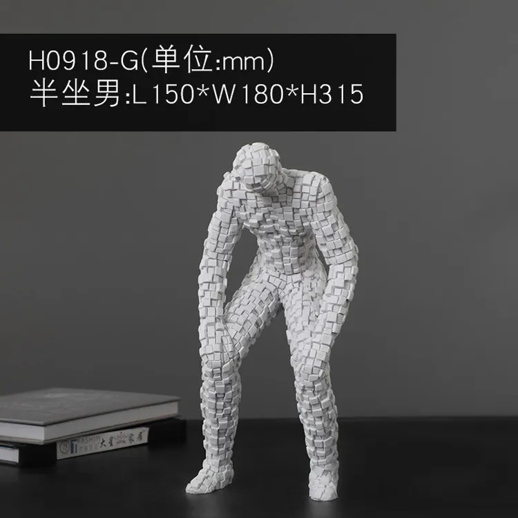 2022 New Design White Abstract Figure Sculpture Abstract Human Resin Mosaic Craft Home Decoration
