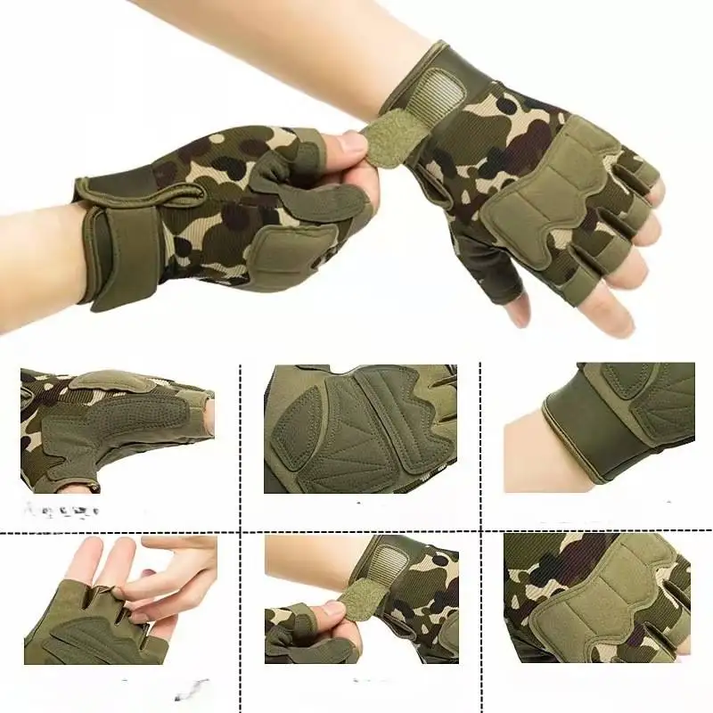 Outdoor CS Game Equipment Half Finger Gloves Custom Paintball Fingerless Tactical Gloves aperçu 3