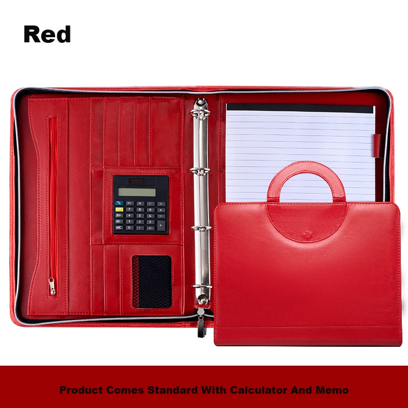 Zippered Padfolio Portfolio Binder,A4 Leather Folder Portfolio With