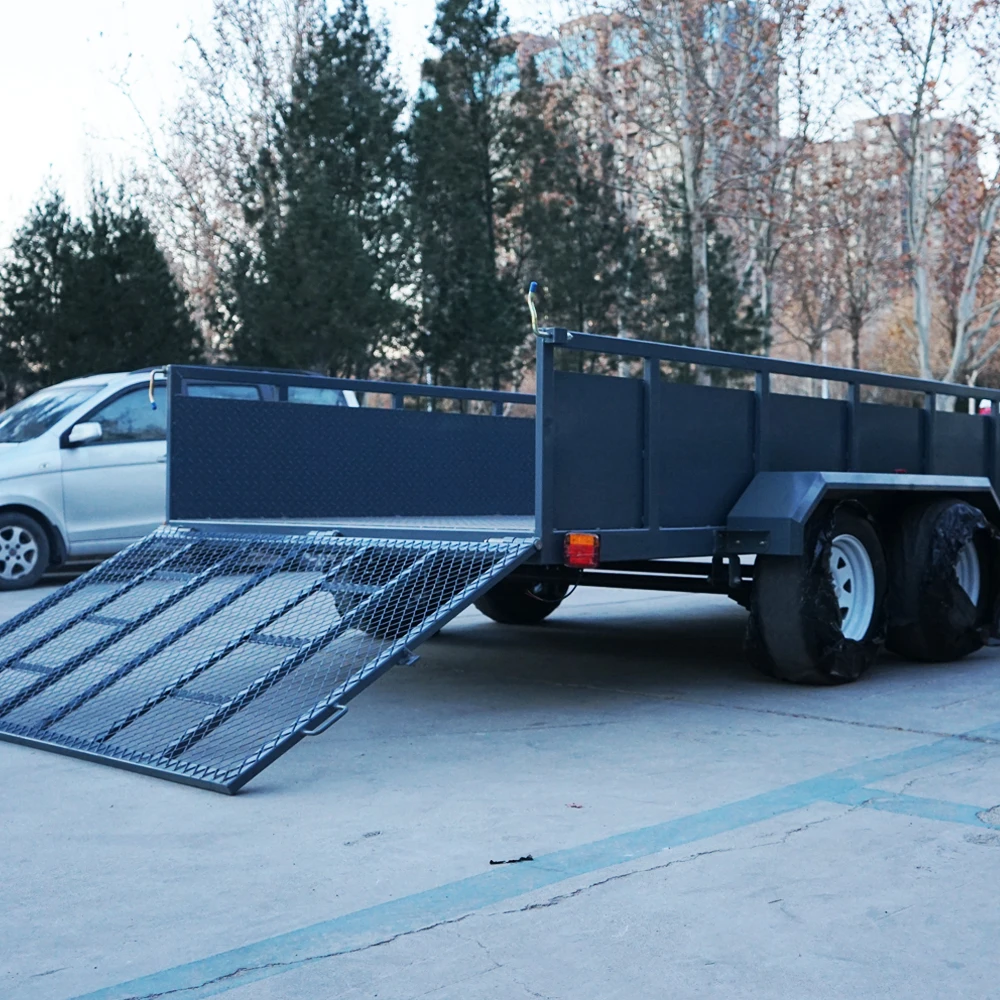 Hot Selling Tandem Axle Tipper Trailer Four Wheel Tractor Farm Trailer 10 Foot Dump Trailer for Farm