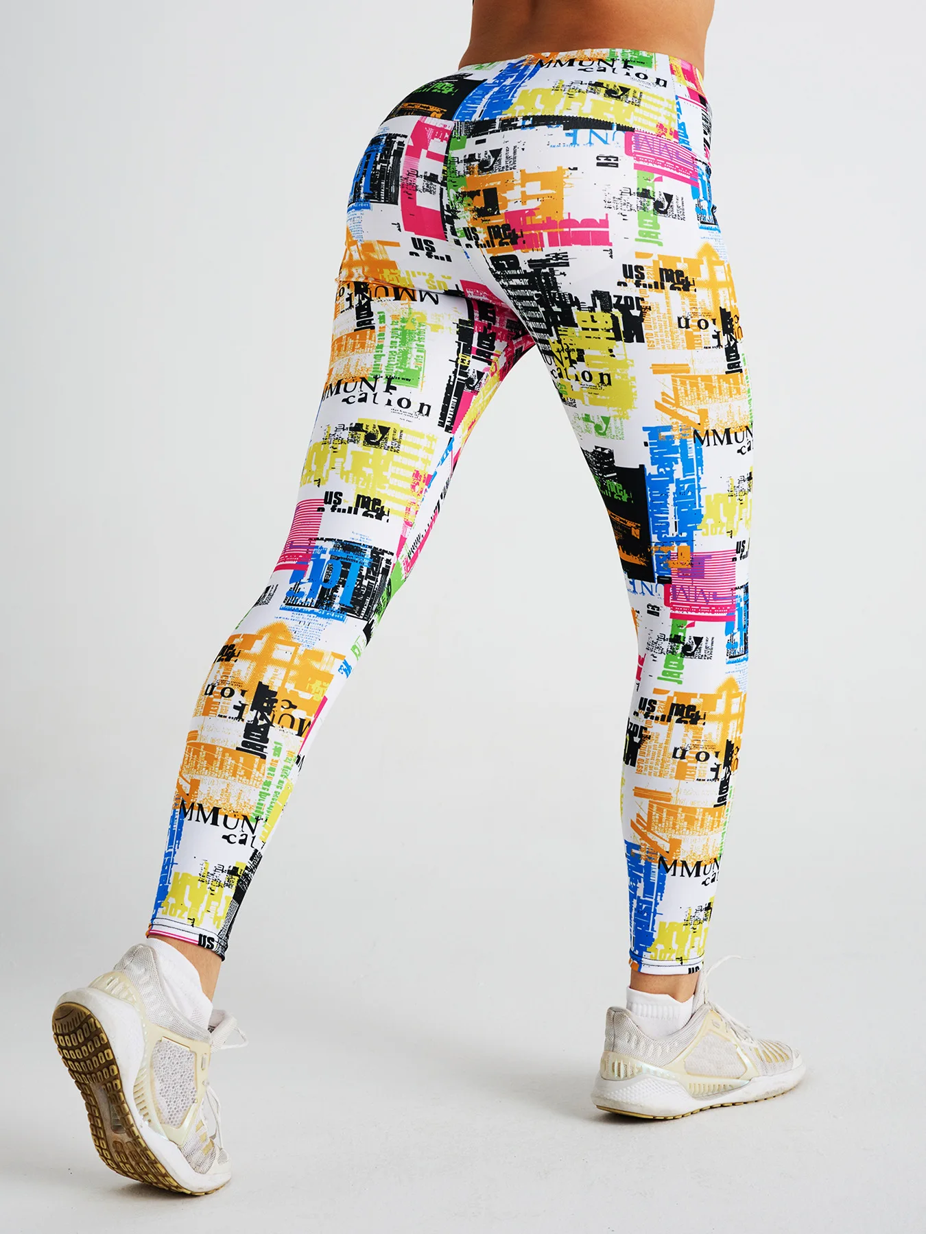GC Custom Digital Printing Leggings for Women Abstract Graffiti Newspapers Yoga Pants High -waist Sports Fitness Pants YG138