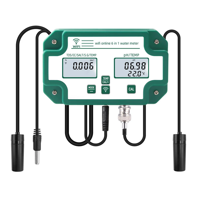 High Accuracy Hydroponics Growing Digital PH TDS EC Temp S.G Salt PH Meter 6 in 1 PH Monitor