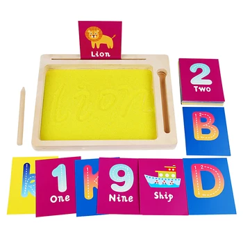 Practice Writing Wooden Sand Writing Board Alphabet Number Cognitive Cards Toy For Kids
