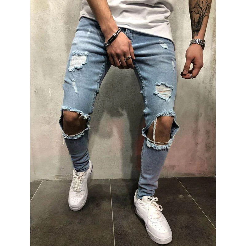 New Fashion Hot High Quality Men Daily Wear Custom Casual Jeans New Ripped Slim Men's Jogger Pencil Pants Men Long pants465_voghion.com