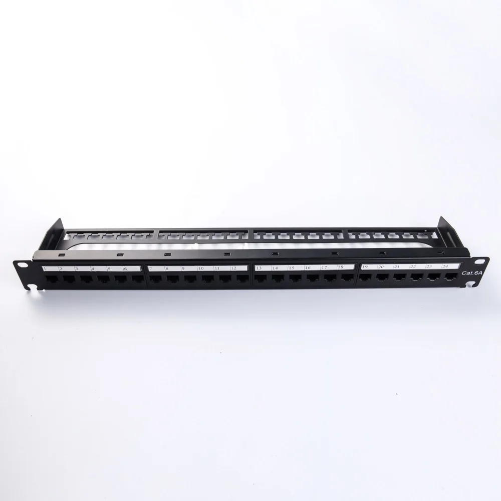 19 Inch Keystone Jack Unloaded 24 Port Poe Din Rail Patch Panel with Cable Manager