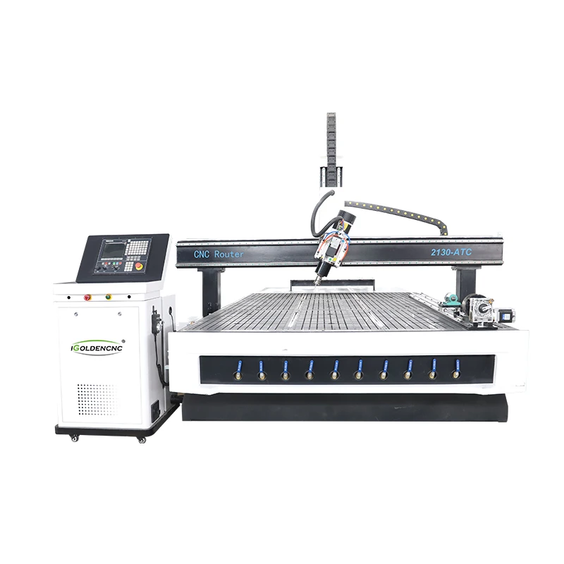 Igoldencnc 4 Axis Atc Cnc Router 1325 2030 1530 Wood Engraver Woodworking Machine for Solidwood Mdf Aluminum With Rotary Axis