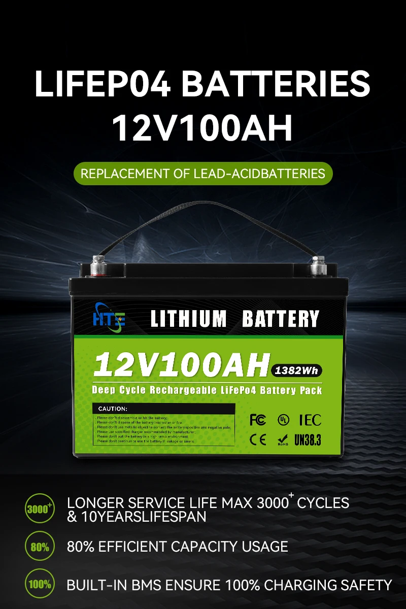 Deep Cycle 12v lead acid replacement battery 100ah 200ah lithium lifepo4 cylindrical battery cell with bms home storage manufacture