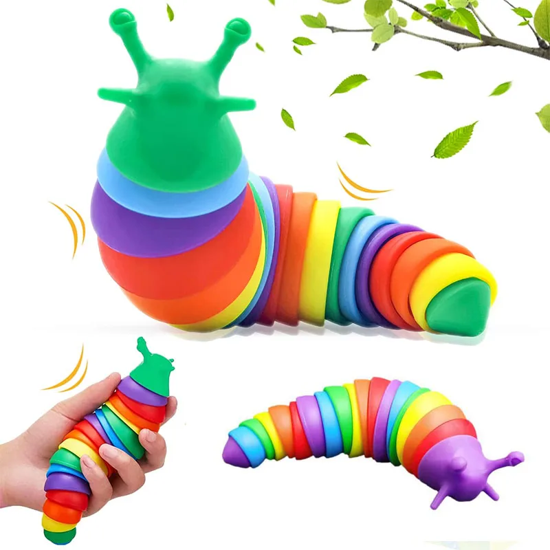 2022 Fidget Slug Stress Relief Articulated Sticky Stretch Slug Sensory ...