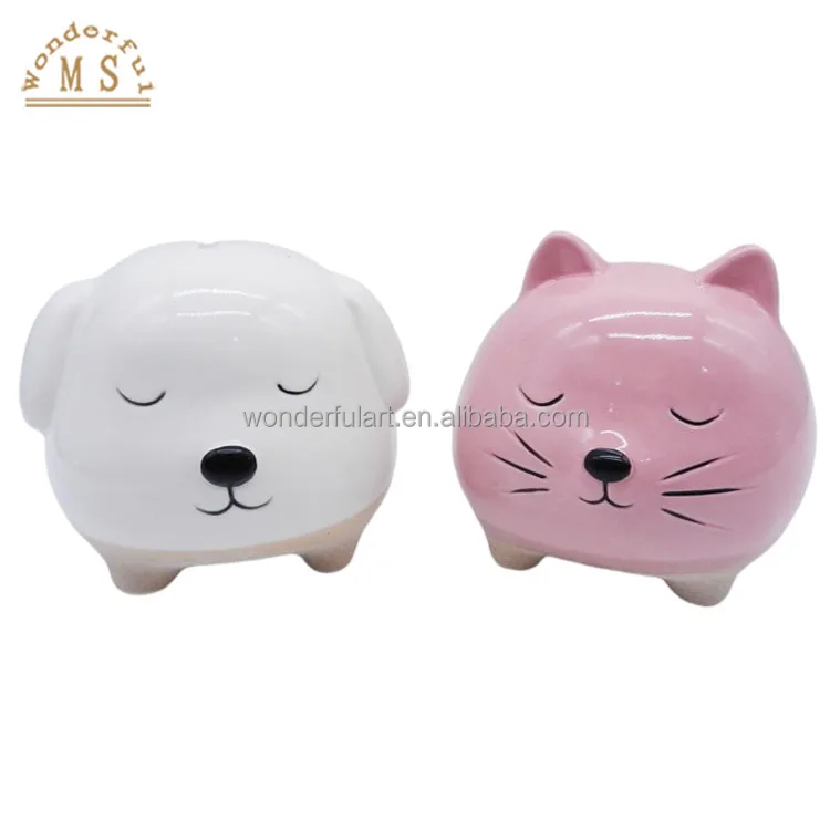 Cute cartoon pig/dog design ceramic piggy bank lovely animal shape cartoon hedgehog money box