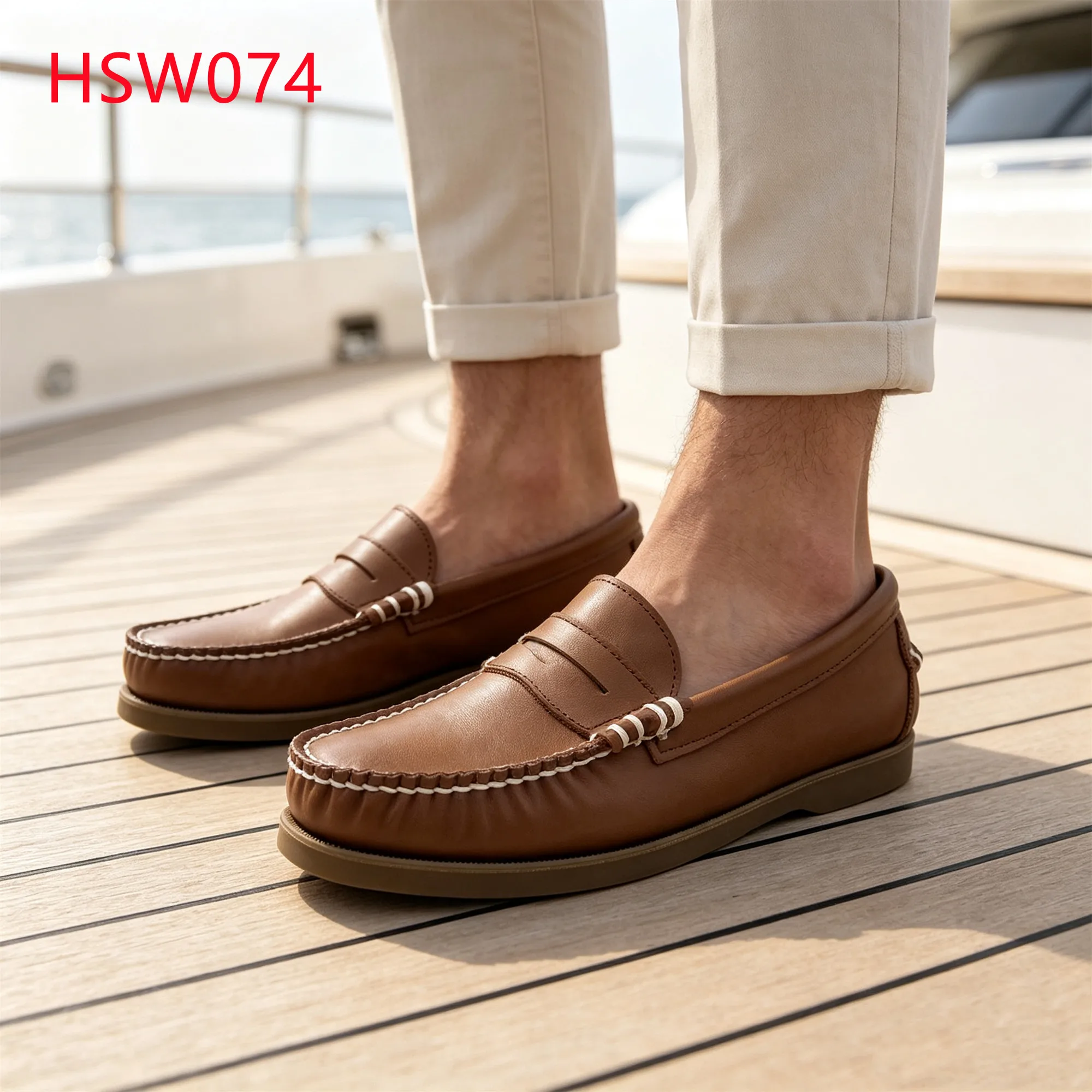 LXG,casual Settings Moccasin Stitching Brown Hua Singh Penny Shoes Short Drive Handmade Size:eur 27-47 Boat Shoes HSW074