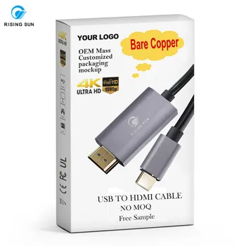 Hot Selling 4k cabo cables High Speed HD Data Cord For PS2 To Hdmi Converter 2.0 Male Connectors USB C To Hdmi 4K Cable