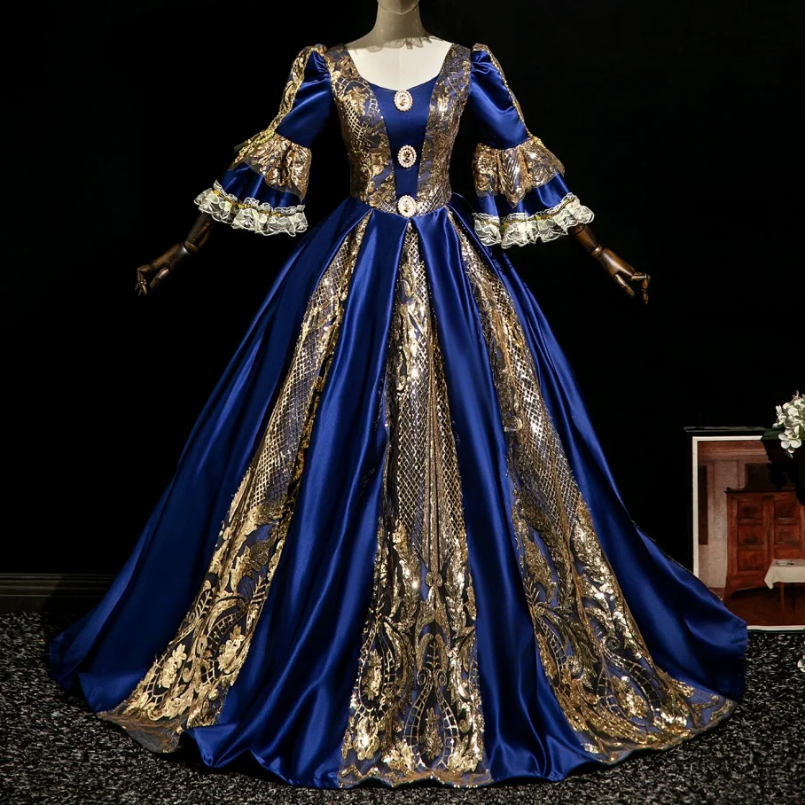 Photography French Court Dress Masquerade Ball Show New Year's Party Hosting Sequined Princess Performance Costumes Polyester
