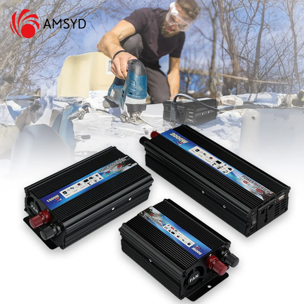 AMSYD Factory Supply Intelligent 500W Inverter Power Supply New USB Socket 12V/24V to 220V Onboard