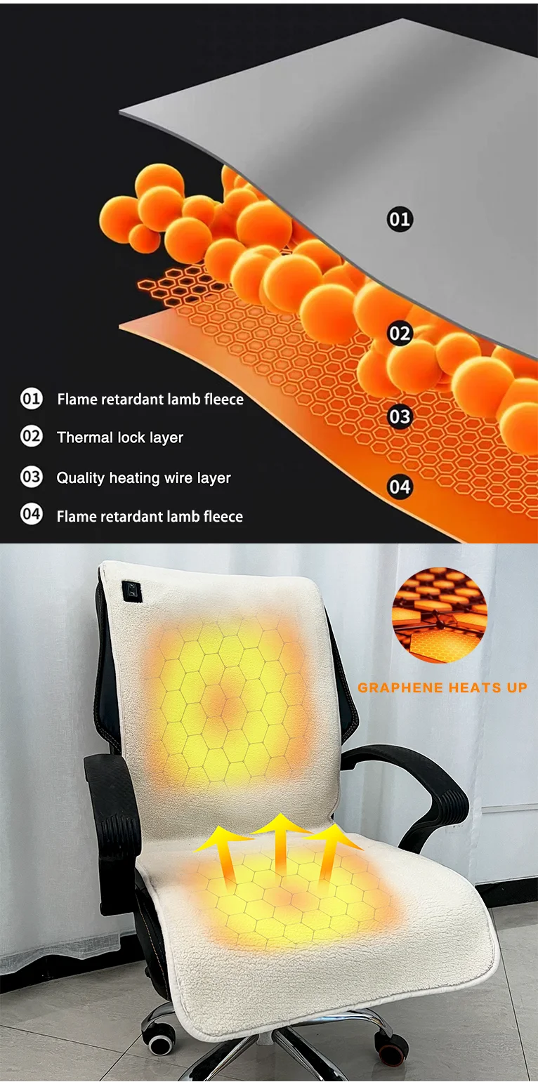 Electric Graphene Heating Wheel Office Chair Blanket Heated For Office ...