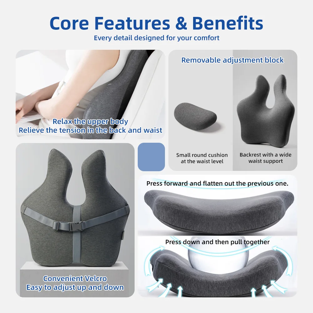 Wholesale Removable Cover Knitted Memory Foam Lumbar Support Cushion f - product detail 4