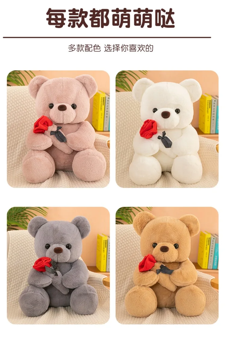 Castor Rosa Cuddly Flower Rose Bear Doll Soft Plush Toy Unisex Valentine's Day Gift ...
