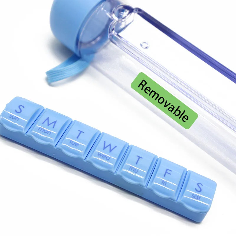 Weekly 7 Days 350ML Capsule Shape Pill Organizer Case Portable Detachable Water Bottle Pill Container Box with Drinking Bottle