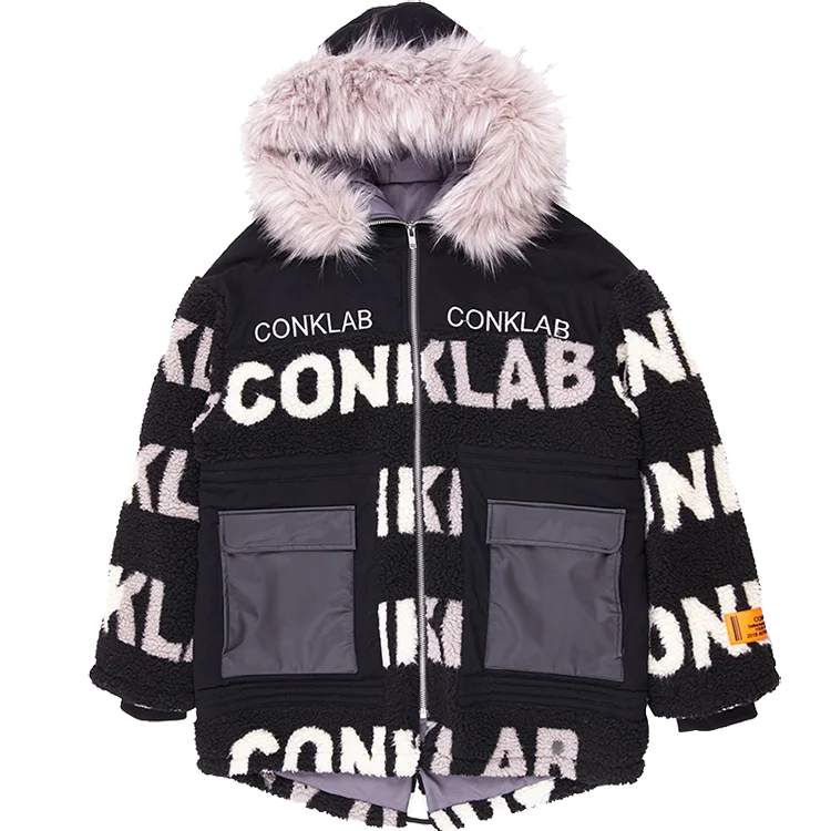 CONKLAB Thick Customize Womens Long Section Winter Lamb Fur Jackets Warm Original Brand Street Jackets