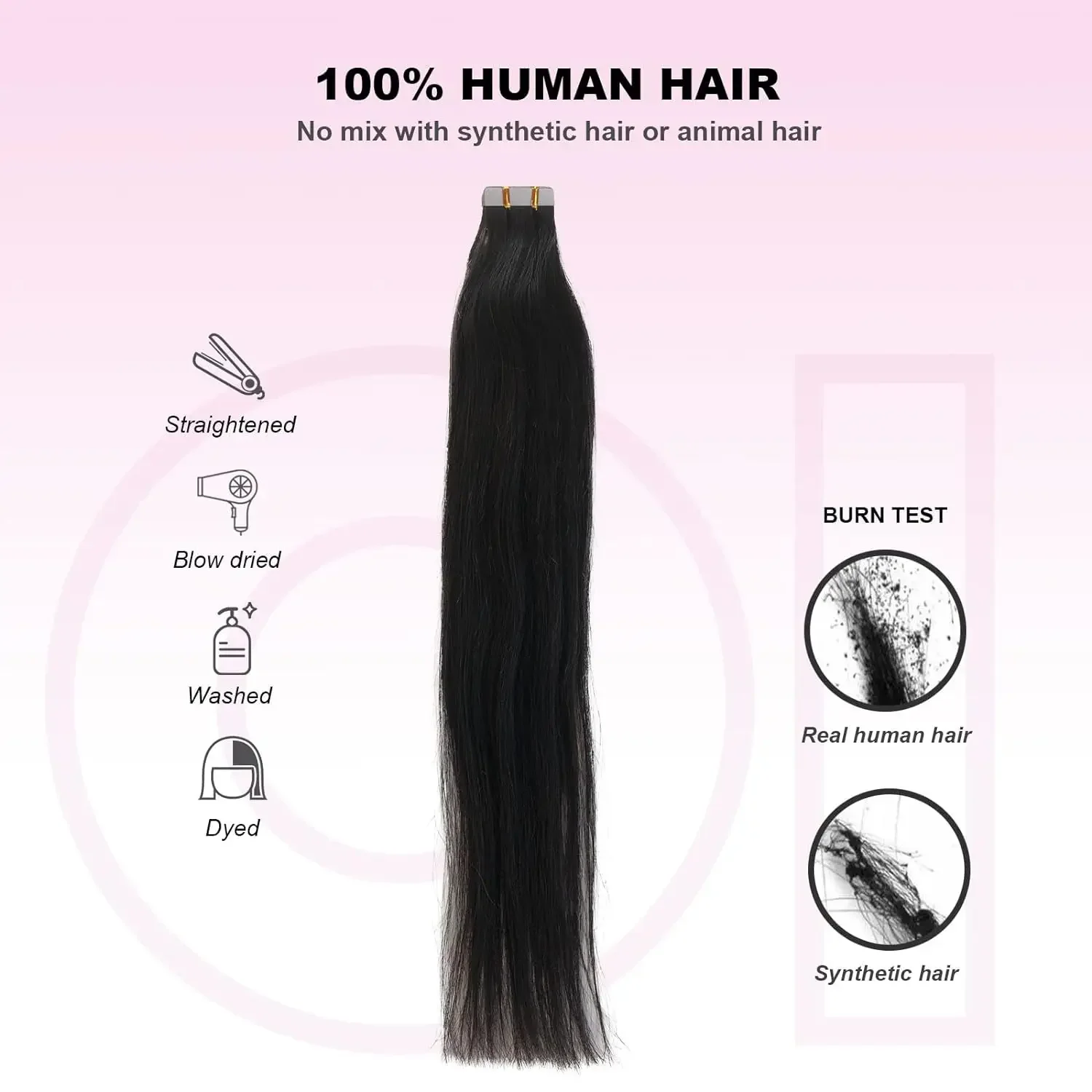 Brazilian Remy Human Hair Extensions Skin Weft Adhesive Glue Straight Tape In 100% Real Hair 50G 20 Pcs_voghion.com