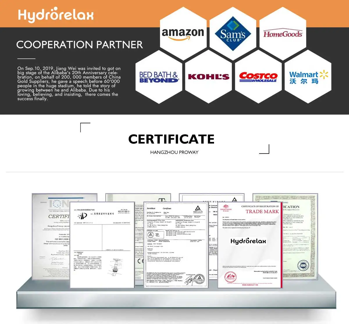 Hydrorelax New Product Luxury Acrylic Shell Hot Tub