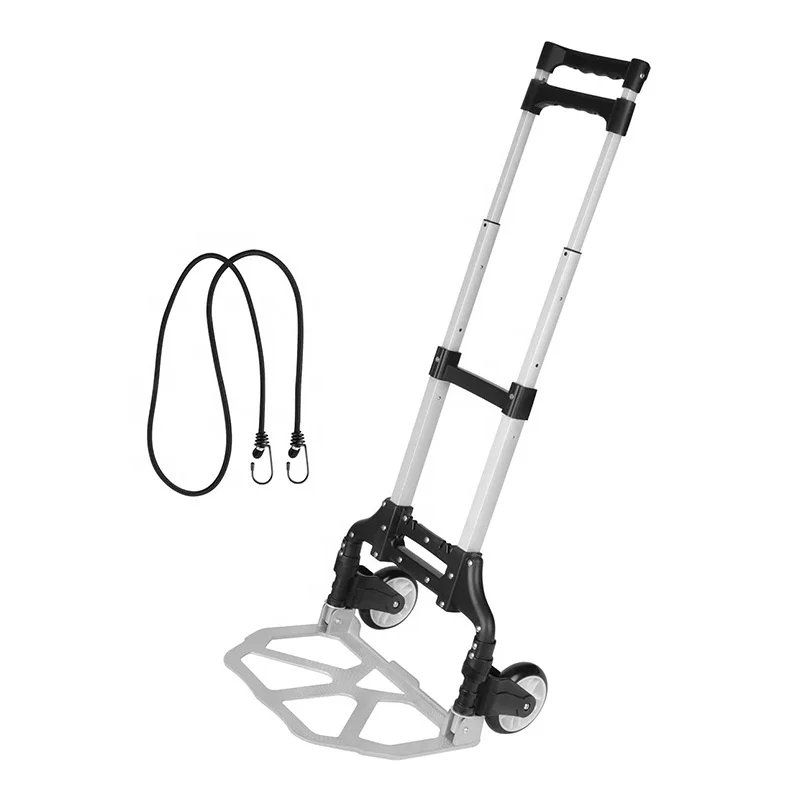 Factory Direct Sales 2-In-1 Portable Small Two Wheel Folding Aluminum Hand Truck Trolley Push Cart With Max Load Capacity