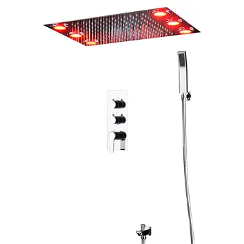 Good Quality Newest Style Bathroom Multi-LED Color Change Rain Rainfall 304 Stainless Steel Chrome Led Shower System