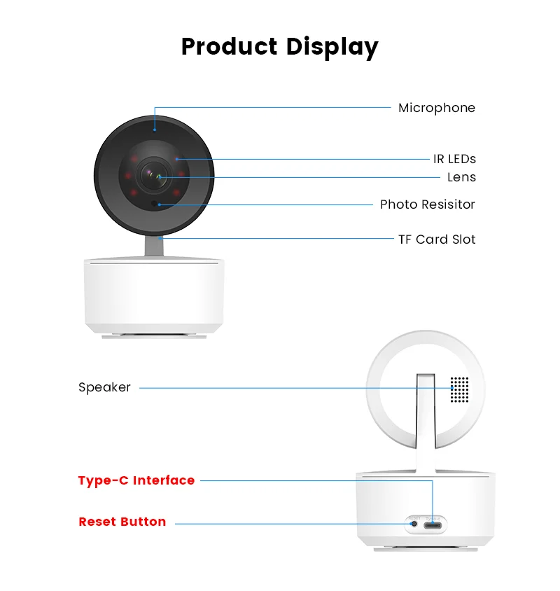 Tuya WiFi Wireless Smart Indoor Baby Crying Monitor Video IP Camera Work with Echo Show and google Home