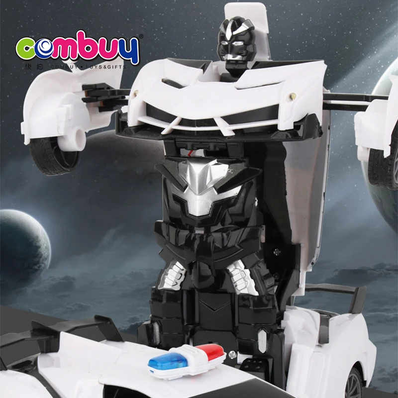 Macchina della polizia trasformabile con luce e suono, auto da corsa Bump & Go a robot giocattolo per bambini (6,3 pollici di larghezza x 6,7 pollici di profondità x 9,1 pollici di