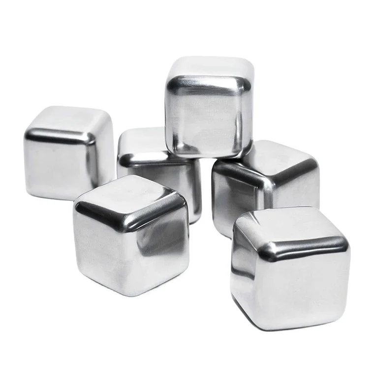 China Factory Wholesale Custom Logo Square Bar Accessories Cooling Stones Stainless Steel 304 Whiskey Ice Cube Cola Wine Drinks