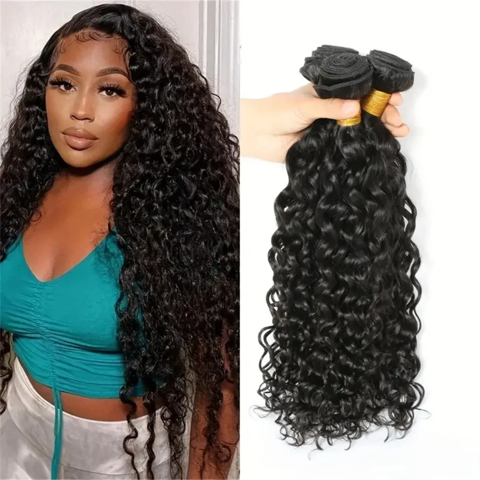 Extensiones pelo humano water wave bundle negro natural remy_voghion.com