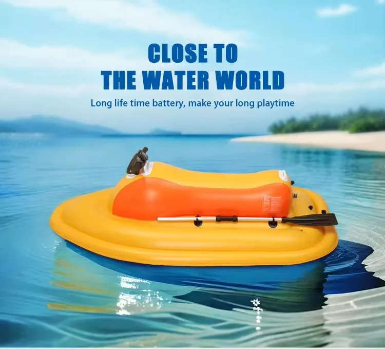 CAMORO Remote Control Electric Motorized Inflatable Boat for Jet Skiing with 700W Underwater Thruster Floating Motor Boat