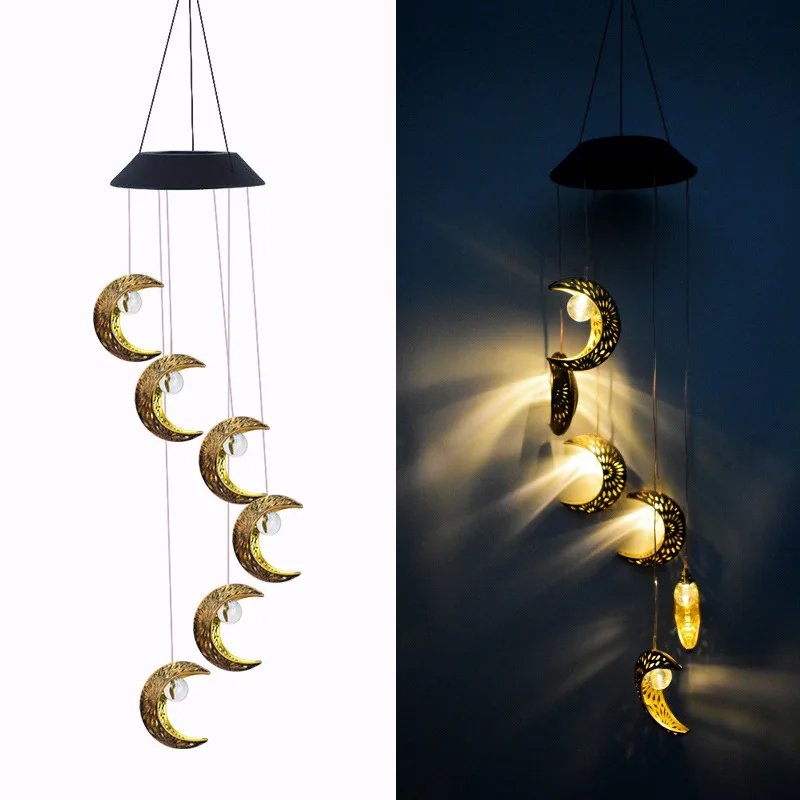 Solar Moon Wind Lights Waterproof Hanging Warm White