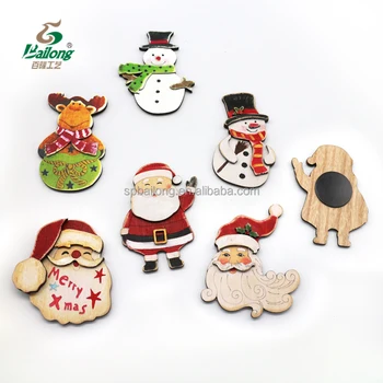 Wooden ornament Xmas laser cut wood craft shapes fridge magnet indoor UV printing Christmas decorations