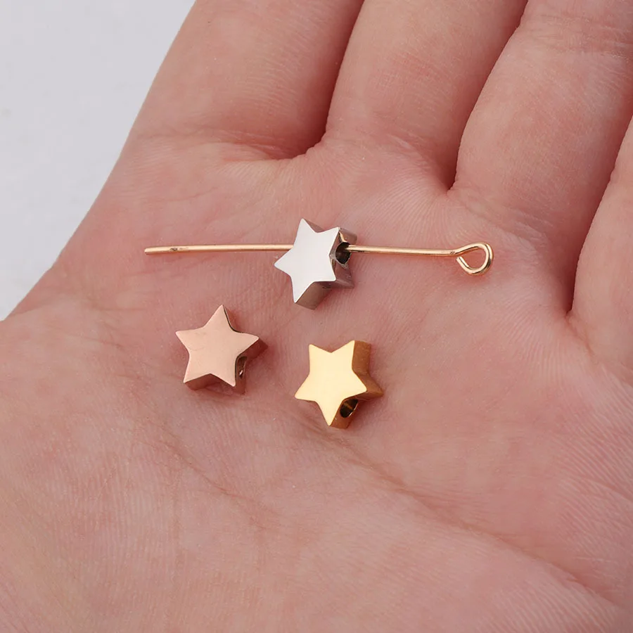 High Quality Custom Logo Flat Star Charm Mirror Polished Stainless