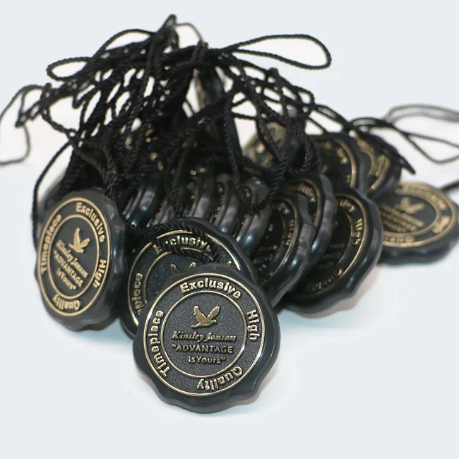 Security Tags Maker Customize Quality Security Embossed Logo and Name Hang String Seal Labels Tags for Shoes Watches Clothing