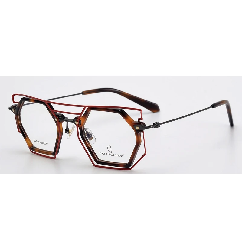 High Quality Titanium Optical Eyeglass Frames Luxury Hexagonal Metal Glasses Frame Stylish Fashion High End Design