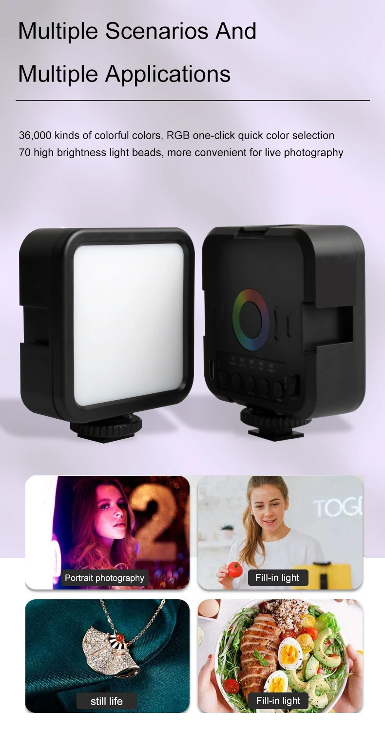 Mini RGB Dimmable LED Light 70 LED Beads 3000K-9000K Color Temperature Portable Vlog Led Light Photography Led Light supplier